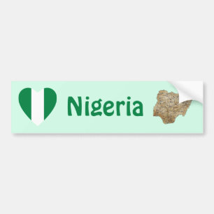 Para Coche Pegatina de la bandera de Nigeria corazón + mapa