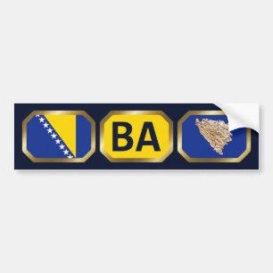 Para Coche Pegatina de la bandera del mapa de Bosnia Herzegov