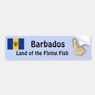 Para Coche Pegatina de la bandera y el mapa de Barbados