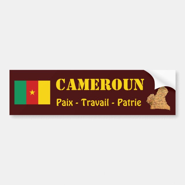 Para Coche Pegatina de la bandera y el mapa de Camerún (Frente)