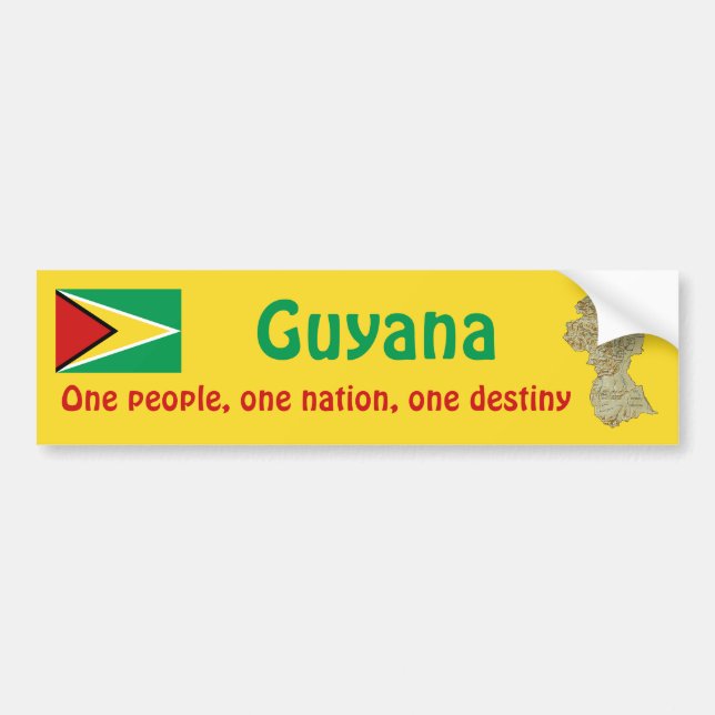 Para Coche Pegatina de la bandera y el mapa de Guyana (Frente)