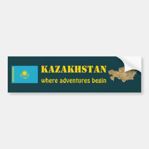Para Coche Pegatina de la bandera y el mapa de Kazajistán