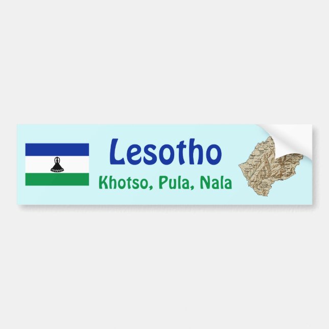 Para Coche Pegatina de la bandera y el mapa de Lesotho (Frente)