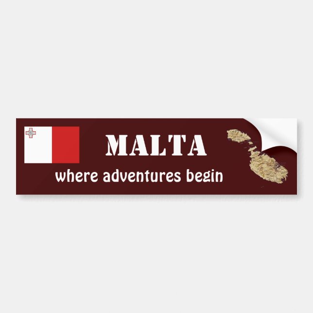 Para Coche Pegatina de la bandera y el mapa de Malta (Frente)