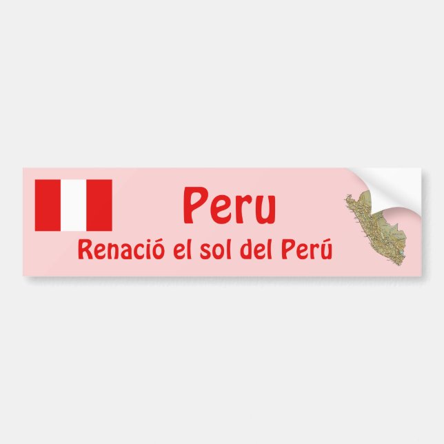 Para Coche Pegatina de la bandera y el mapa de Perú (Frente)
