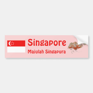 Para Coche Pegatina de la bandera y el mapa de Singapur
