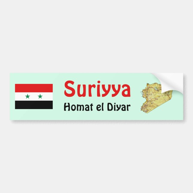 Para Coche Pegatina de la bandera y el mapa de Siria (Frente)