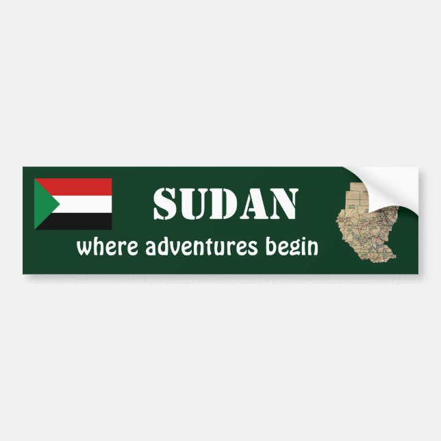 Para Coche Pegatina de la bandera y el mapa de Sudán (Frente)