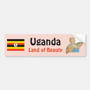 Para Coche Pegatina de la bandera y el mapa de Uganda
