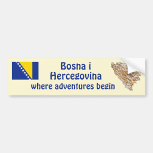 Para Coche Pegatina de la bandera y mapa de Bosnia Herzegovin