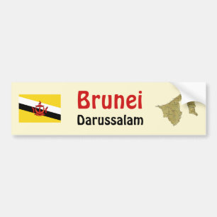 Para Coche Pegatina de la bandera y mapa de Brunei