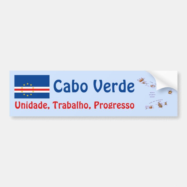 Para Coche Pegatina de la bandera y mapa de Cabo Verde (Frente)