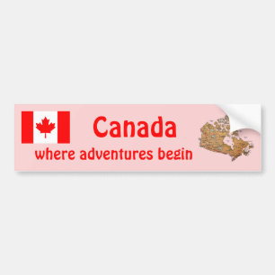 Para Coche Pegatina de la bandera y mapa de Canadá