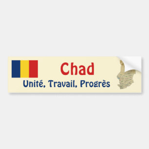 Para Coche Pegatina de la bandera y mapa de Chad