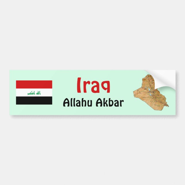 Para Coche Pegatina de la bandera y mapa de Irak (Frente)