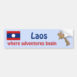 Para Coche Pegatina de la bandera y mapa de Laos
