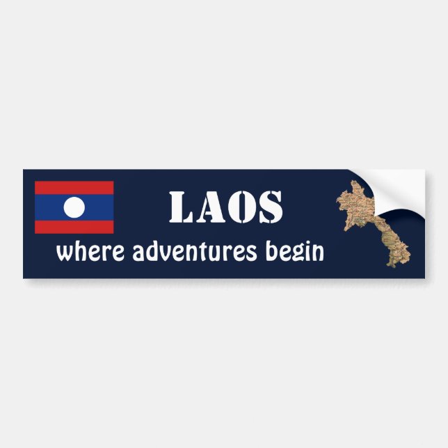 Para Coche Pegatina de la bandera y mapa de Laos (Frente)
