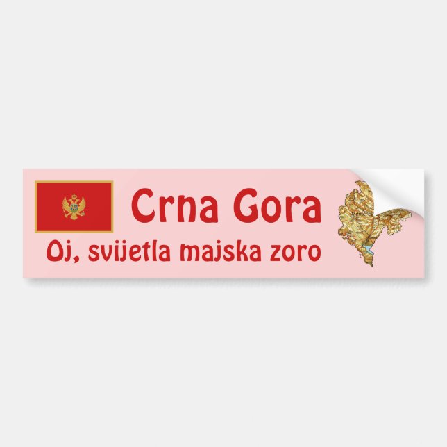 Para Coche Pegatina de la bandera y mapa de Montenegro (Frente)