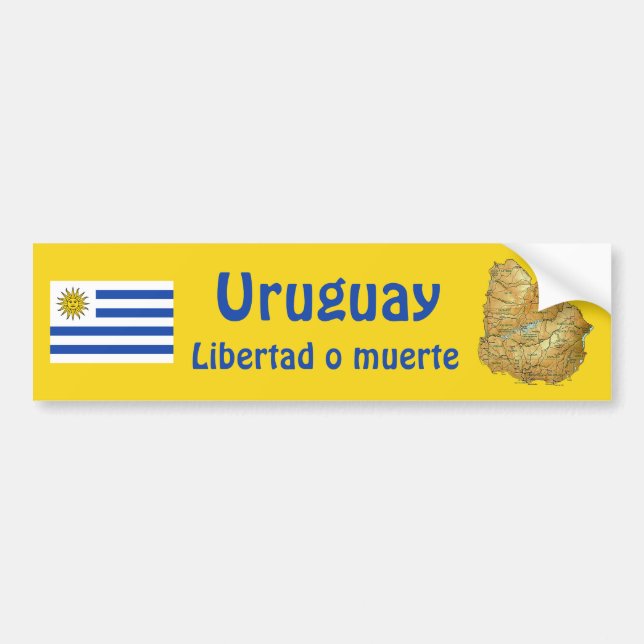 Para Coche Pegatina de la bandera y mapa de Uruguay (Frente)