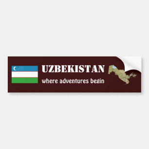 Para Coche Pegatina de la bandera y mapa de Uzbekistán
