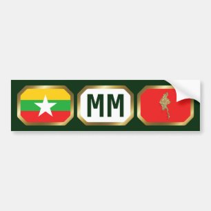 Para Coche Pegatina de Mapa de Código de Bandera de Myanmar
