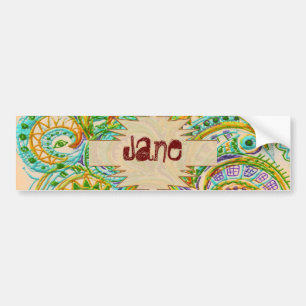 Para Coche Pegatina de nombre del patrón de doodle verde boh