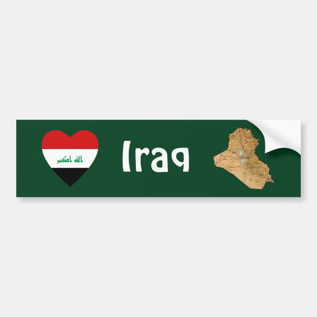 Para Coche Pegatina de parachoques con corazón de bandera de  (Frente)
