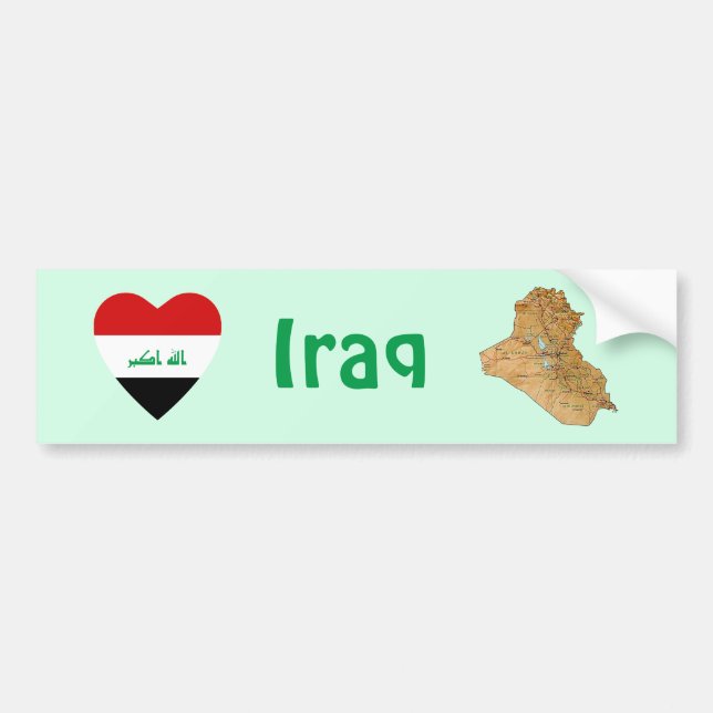 Para Coche Pegatina de parachoques con corazón de bandera de  (Frente)