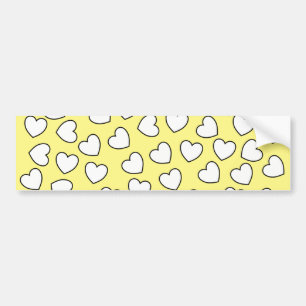 Para Coche Pegatina de parachoques Corazón Blanco Amarillo