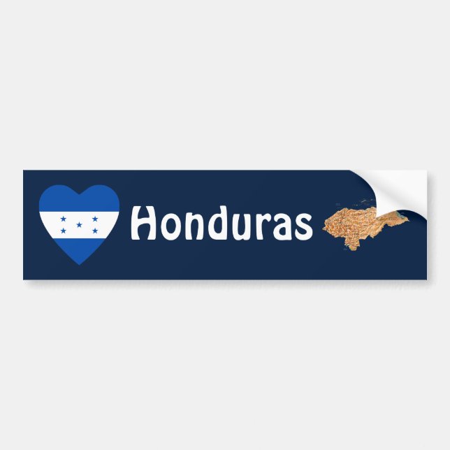 Para Coche Pegatina de Parachoques Corazón con Mapa de Hondur (Frente)