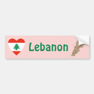 Para Coche Pegatina de Parachoques Corazón + Mapa de Líbano