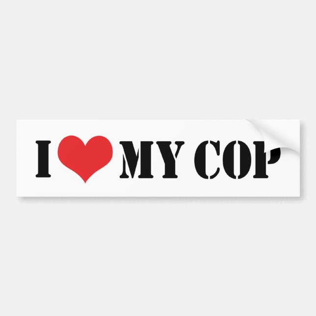 Para Coche Pegatina de parachoques de amo a mi policía (Frente)