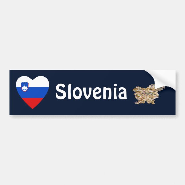 Para Coche Pegatina de parachoques de corazón con bandera de  (Frente)