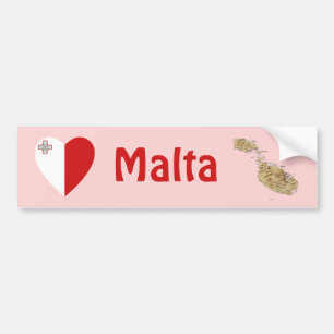 Para Coche Pegatina de Parachoques de Corazón y Mapa de Malta