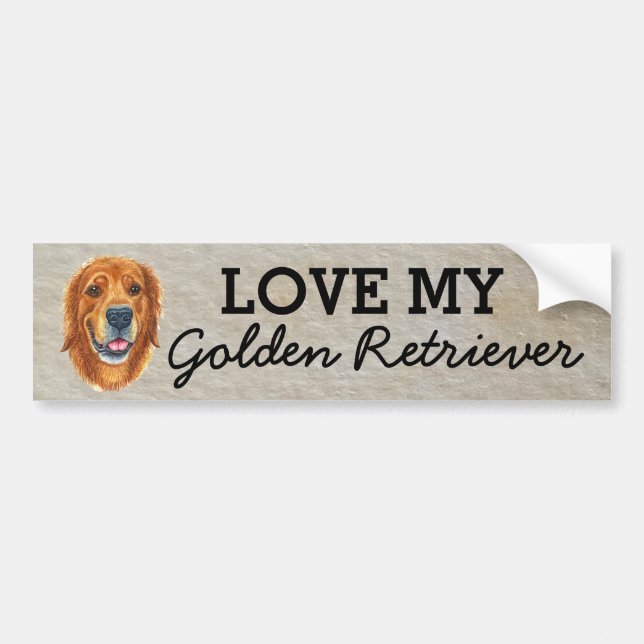 Para Coche Pegatina de parachoques de Golden Retriever (Frente)