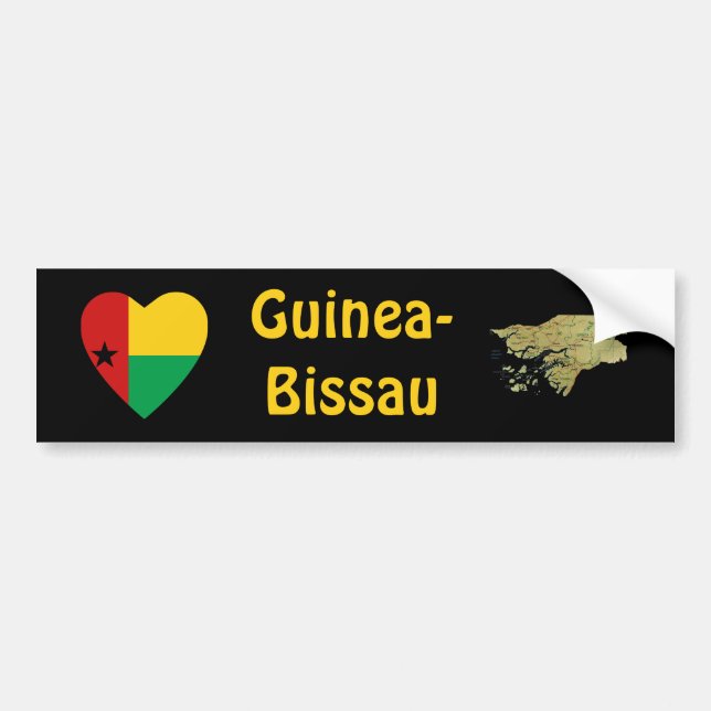 Para Coche Pegatina de parachoques de Guinea-Bissau corazón b (Frente)