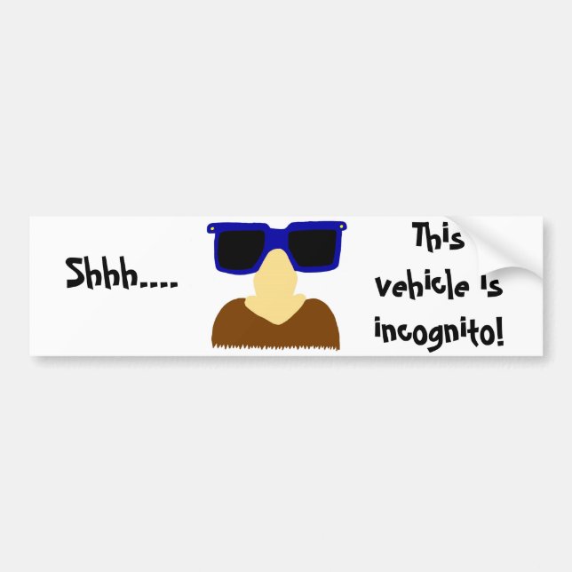 Para Coche Pegatina de parachoques de incognito y gafas (Frente)