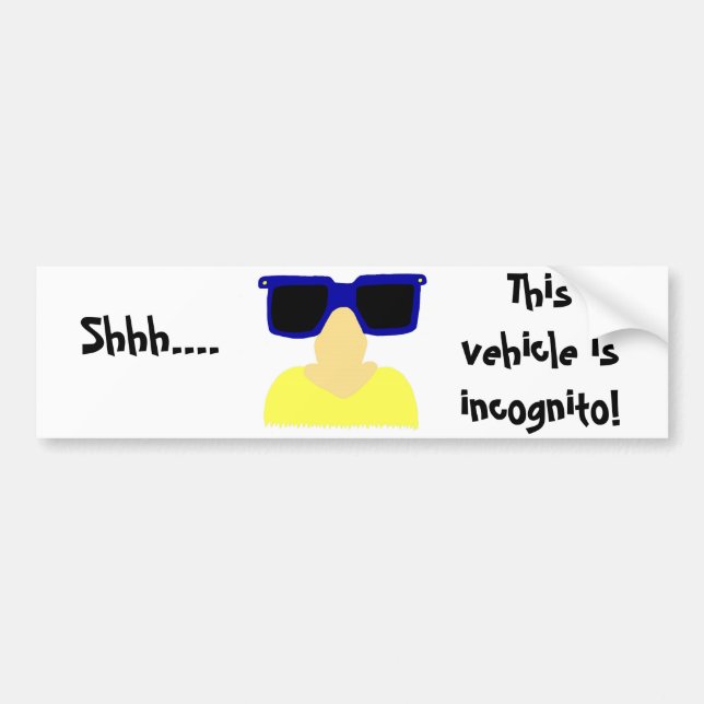 Para Coche Pegatina de parachoques de incognito y gafas (Frente)