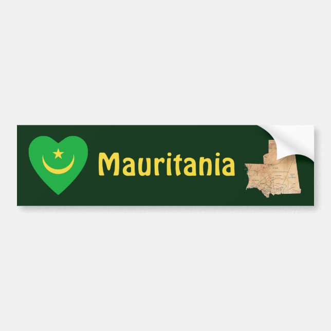 Para Coche Pegatina de parachoques de la bandera de Mauritani (Frente)