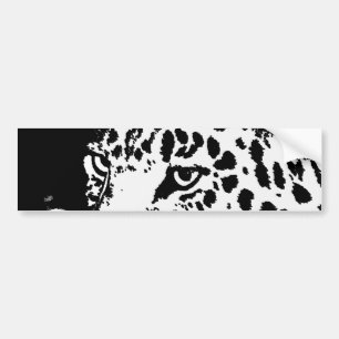 Para Coche Pegatina de parachoques de leopardo pop blanco y n
