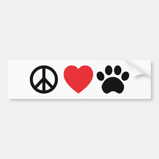 Para Coche Pegatina de parachoques de Peace Love Paw (Frente)