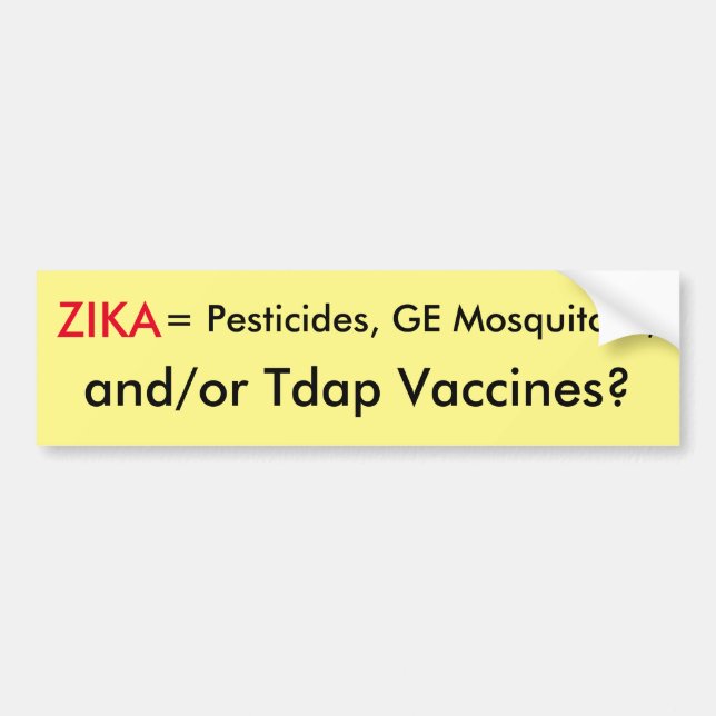 Para Coche Pegatina de parachoques del virus Zika (Frente)