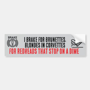 Para Coche Pegatina de parachoques I Brake For Brunettes