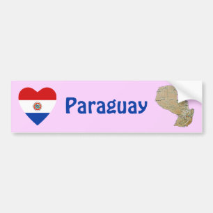 Para Coche Pegatina de Parada de Bandera de Paraguay + Mapa