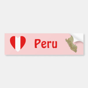 Para Coche Pegatina de Parada de la Bandera de Perú + Mapa en