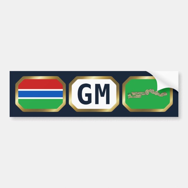 Para Coche Pegatina de paro de código de bandera de Gambia (Frente)