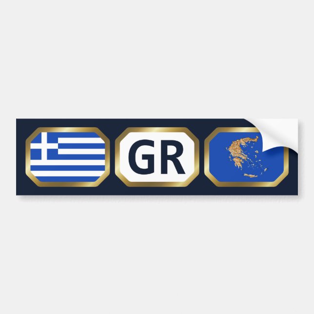 Para Coche Pegatina de paro de código de la bandera de Grecia (Frente)