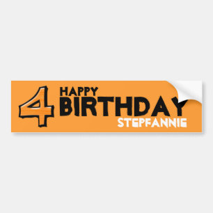 Para Coche Pegatina del parachoques de cumpleaños número 4