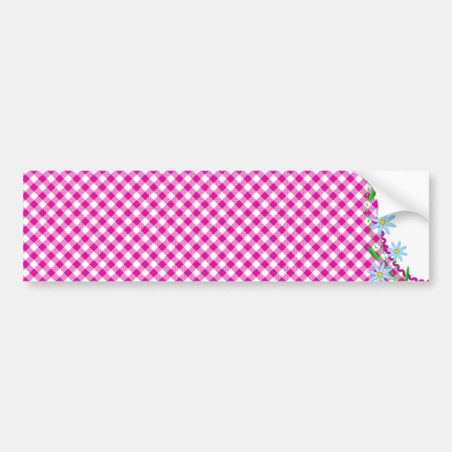 Para Coche Pegatina del parachoques de fondo rosado de Gingha (Frente)
