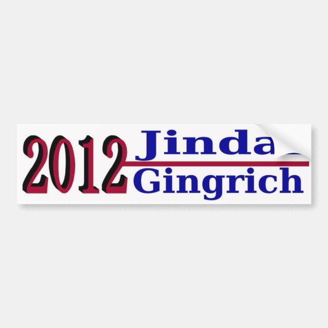 Para Coche Pegatina Jindal Gingrich Presidente 2012 (Frente)
